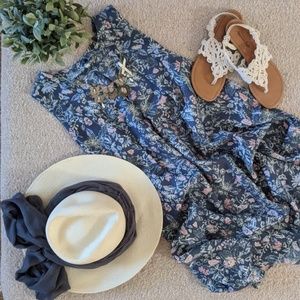 En Creme Blue Floral Cali Beach Sundress, S